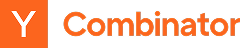 Y Combinator logo with white Y on orange square and orange text on black background.